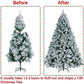 7ft/8ft Artificial Christmas Tree with Snow Flocked  Xmas Tree W/1000 Branch Tips, Foldable Metal Stand, Green & White