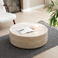 Round Coffee Table - Marble Grain Drum Design | Fiberglass Circle Accent Table for Living Room