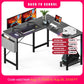 JHK Gaming Corner 50 Inch Office Writing PC Wooden Table with CPU Storage Shelf & Side Bag for Home Office Bedroom Small Space