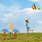 Animal Riding Three-dimensional Cartoon Modelling Windmill Creative Bicycle Wind Spinners Standing Pole Garden Yard Decoration