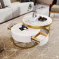 Modern Round Nesting Coffee Table with Drawers for Living Room in White