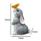 Solar Bunny Statue Garden Decor with Butterfly LED Light Resin Animal Sculpture Figurine