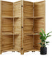 Partition Room Dividers, Folding Wood Privacy Screen with Three Display Shelves: