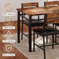 IRONCK Dining Table Set for 4 – Rustic Brown Wood Kitchen Table with Upholstered Chairs