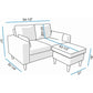 Modern Small Couch with Ottoman Footstool