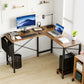 JHK Gaming Corner 50 Inch Office Writing PC Wooden Table with CPU Storage Shelf & Side Bag for Home Office Bedroom Small Space