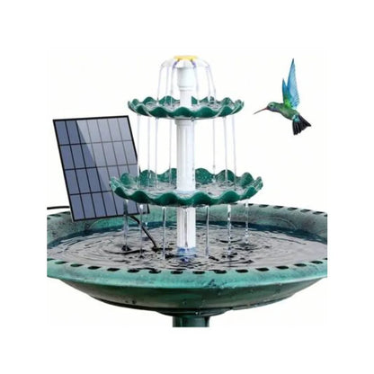 Solar Powered 3-Tier Bird Bath Fountain, Green Resin Basin with Solar Pump for Outdoor Garden