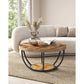 32" Circle Marble Coffee Tables, 2-Tier with Golden Metal Legs