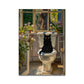 Bathroom Cat Reading on Toilet Canvas Wall Art Print Poster – Funny Animal Decor Painting, Home Decor Gift (Unframed