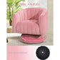 Swivel Accent Chair with Armrest – Mid-Century 360° Swivel Barrel Chair, Overstuffed Tufted Velvet