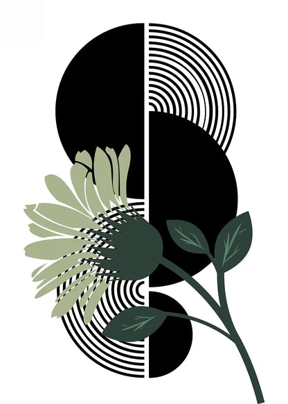 Modern Nordic Minimalist Style Plant Line Art Poster – Geometry Canvas Wall Art