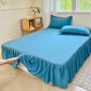 3Pcs Bed Sheet Lace Skirt Elastic Fitted Double Bedspread with Pillowcases Mattress Cover Bedding Set Elastic King Size Bedsheet
