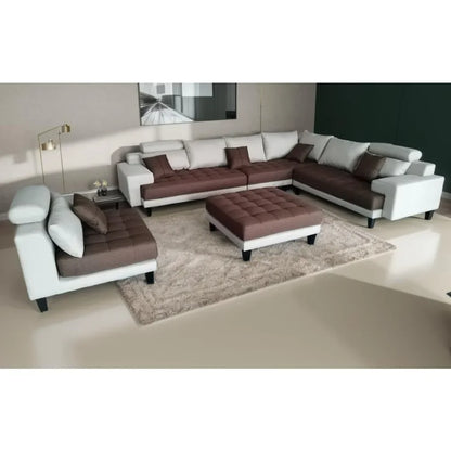 L-Shape / U-Shape Reversible Modern Microfiber Fabric Sectional Couch Sofa Set: