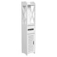 Bathroom Storage Cabinet 80x15.5x15CM - White Wood Cupboard Shelf & Tissue Storage Rack: