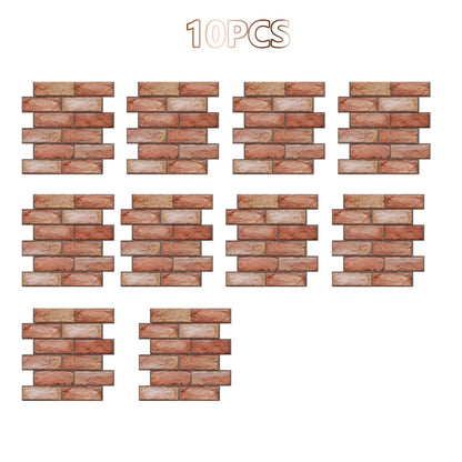 10Pcs Self Adhesive Waterproof 3D Wall Panels Peel and Stick Subway Tile Brick Wallpaper – Retro Sticker for Bathroom & Fireplace: