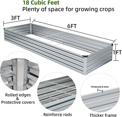 2 Pack Galvanized Raised Garden Beds (6x3x1FT