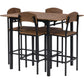 5-Piece High Counter Dining Set with Bar Table and Farmhouse-Style Drop Leaf Table, Accompanied by 4 Comfortable Counter Height