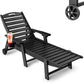 Lounge Chair Outdoor Set of 2, HDPE Chaise Lounge with 6-Position Recline, Wheels & Cup Holder