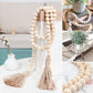 Wood Bead Garland Farmhouse Wall Hanging Home Decor DIY Handmade Garland with Jute Rustic Wall Tassel Bead Ornament Boho Gift: