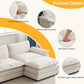 Sectional Sofa Modular Deep Seat Sofa Couch with Ottoman - Teddy Fleece Sofa Sleeper Comfy Upholstered Furniture for Living Room