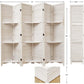 Partition Room Dividers, Folding Wood Privacy Screen with Three Display Shelves: