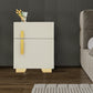 Smart Nightstand w/ Drawer & Safe Wireless Charging Nightstand Solid Wood Night Stand w/ 2 Drawers LED Bedside Tables for Bedroo