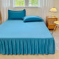 3Pcs Bed Sheet Lace Skirt Elastic Fitted Double Bedspread with Pillowcases Mattress Cover Bedding Set Elastic King Size Bedsheet