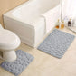 2PC Embossed Stone Pattern Toilet & Door Mat Set