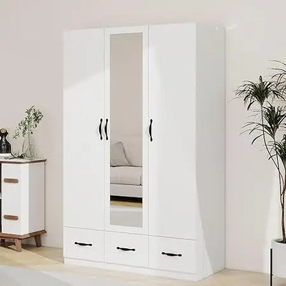 71" H 4-Door Armoire Wardrobe Closet with Drawers – Wooden Bedroom Storage Cabinet