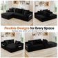 94.5" Cloud Modular Sectional Corduroy Sofa with L-Shape Chaise, No Assembly Deep Seat Corner Couch for Living Room, Black