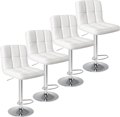 Adjustable Swivel Barstools – Armless Hydraulic Kitchen Counter Height Bar Stools with Thickened Seat Cushion