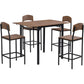 5-Piece High Counter Dining Set with Bar Table and Farmhouse-Style Drop Leaf Table, Accompanied by 4 Comfortable Counter Height