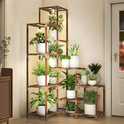 Corner Plant Stand with Grow Lights – 14-Tier Tall Plant Shelf
