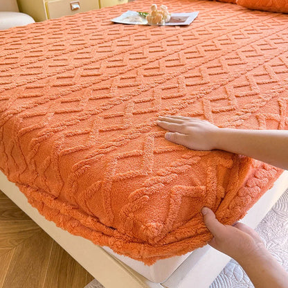 1pc Winter Warm Coral Fleece Fitted Bed Sheet