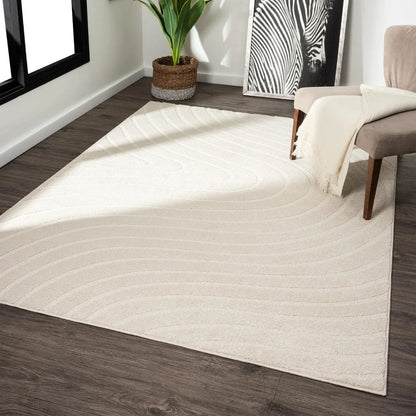 Modern Geometric Wave Area Rug 9x12 – Durable & Stylish Indoor Carpet