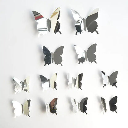 Stickers 12pcs/set Modern 3D Mirror Acrylic Butterfly Home Decoration DIY Art Wall Stickers: