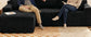 94.5" Cloud Modular Sectional Corduroy Sofa with L-Shape Chaise, No Assembly Deep Seat Corner Couch for Living Room, Black