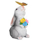Solar Bunny Statue Garden Decor with Butterfly LED Light Resin Animal Sculpture Figurine