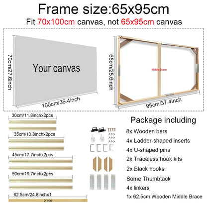 30x40cm, 40x50cm, and 60x90cm Canvas Wooden Frames,
