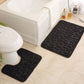 2PC Embossed Stone Pattern Toilet & Door Mat Set