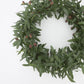 24” Artificial Olive Wreath – Green Leaves Front Door Garland with Olive Branch Ornaments