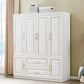 71" H 4-Door Armoire Wardrobe Closet with Drawers – Wooden Bedroom Storage Cabinet