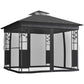 Outdoor Gazebo with Shelves and Netting – Double Roof Patio Canopy Shelter
