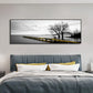 Modern Minimalist Wall Art: Landscape Seaside Goldenwood Bridge