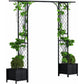 Metal Garden Arbor with Planters,83.5'' High x 90.5'' Wide,Outdoor Arch for Climbing Plant,Decorations Pergola with Plant Basket