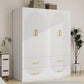 71" H 4-Door Armoire Wardrobe Closet with Drawers – Wooden Bedroom Storage Cabinet