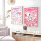 Cute Hallokitty Cinnamoroll Kuromi Poster Sticky Wall Art