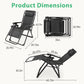 JHK Zero Gravity Recliner Camping Patio Lounge Chair Folding Portable with Cup Holder Trays Removable Cushion For Outdoor Garden