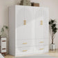71" H 4-Door Armoire Wardrobe Closet with Drawers – Wooden Bedroom Storage Cabinet