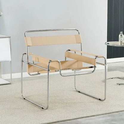 Nordic Vassili Leisure  Chair Single Chair Medieval Industrial Style Network Red Bauhaus Saddle Leather Simple  Photo Furniture